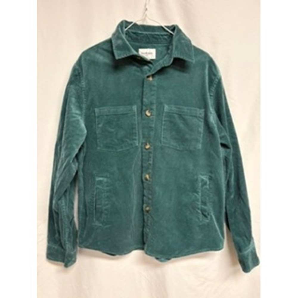 Goodfellow & Co Mens Medium Teal Green Corduroy Button Down Shirt Utility Jacket